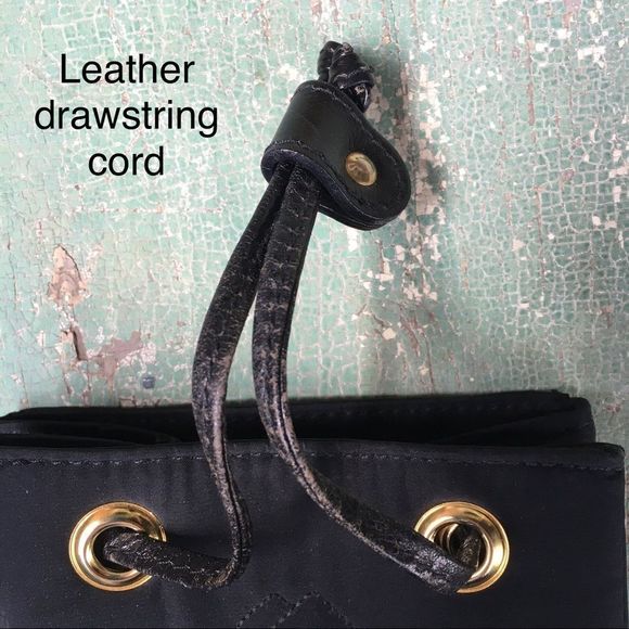 Lancel Paris black quilted mini bag pouch leather drawstring bag made in Italy​ - Picture 4 of 13